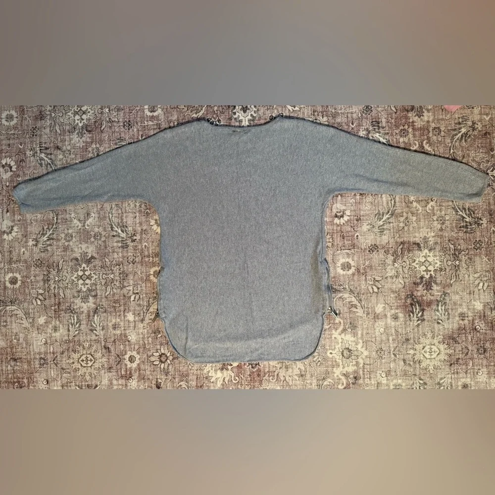 Michael‎ Kors Gray Long Sleeve Sweater Dolman Knit Zipper Detail Women Large EUC